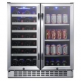 EdgeStar CWB2886FD 30 Inch Wide 28 Bottle 86 Can Capacity Freestanding Dual Zone Wine Cooler and Beverage Center