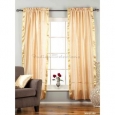 Misty Rose Rod Pocket Sheer Sari Curtain / Drape / Panel - Pair