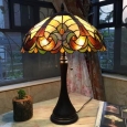 Tiffany-style Victorian Antique-bronze 2-light Table Lamp