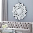 Round Silver Sunburst 40 in Dia Contemporary Wall Mirror