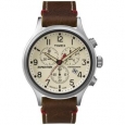 Timex Men's TW4B043009J Expedition Scout Chrono Brown Leather Slip-Thru Strap Watch