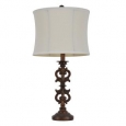 25-inch Carved Wood Tone Table Lamp
