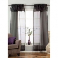 Black Rod Pocket w/ attached Valance Sheer Tissue Curtains - Piece - 43 x 84 inches (109 x 213 cms)