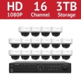 LaView 16 Channel 1080p IP NVR with (16) 1080p Dome Cameras and a 3TB HDD