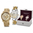 Akribos XXIV Women's Quartz Diamond/Multifunction Gold-Tone Bracelet Watch Set