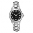 Seiko Women's SUT249 Black Analog Dial Silver Stainless Steel Bracelet Solar Watch