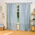 Gray Tab Top Sheer Sari Curtain / Drape / Panel - Pair