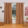 Taupe - Tab Top Velvet Curtain / Drape / Panel 43 X 84 Inches - Piece - 43 x 84 inches (109 x 213 cms)