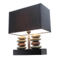 Elegant Designs Rectangular Dual Stacked Stone Ceramic Table Lamp and Black Shade