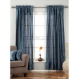 Navy Blue Rod Pocket Textured Curtain / Drape / Panel - 84