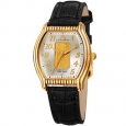 August Steiner Women's Quartz Luxury Gold Leather Black Strap Watch