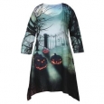 Women's Halloween Tunic Top - Graveyard Print Long Shirt - Sharkbite                          Hem