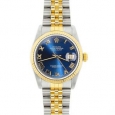 Pre-Owned Rolex Midsize Datejust 31mm Two-tone Blue Roman Dial Watch Model 68273