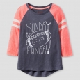 Girls' 3/4 Sleeve Football Print Baseball T-Shirt - Cat & Jack Gray XS