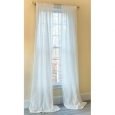 Manor Luxe Emily Sheer With Stripes Accent Rod Pocket Window Curtain, 52 by 84-Inch, White,Single Panel