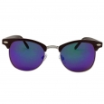 Women's Non Branded Clubmaster Sunglasses with Mirror Lens Black/Blue