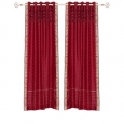Fire brick Hand Crafted Grommet Top Sheer Sari Curtain Panel -Piece