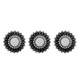 Set of 3 Floral Sunburst Inspired Matte Black Decorative Round Mirrors 9.5