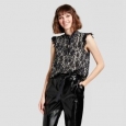 Women's Short Sleeve Cascade Lace Blouse - Who What Wear Black/white Lace