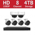 LaView 8 Channel 1080p IP NVR with (4) 1080p Bullet Cameras and (2) 1080p Dome Cameras and a 4TB HDD