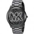 Michael Kors Women's MK3589 Slim Runway Black Crystal Logo Watch