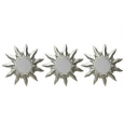 Set of 3 Myan Inspired Petite Sunburst Matte Champagne Silver Decorative Round Mirrors 9.5