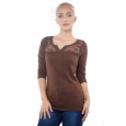Ladies V Neck Lace Short Sleeve Top