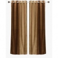 Delancy Brown and Taupe ring top Velvet Curtain Panel - Piece