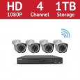 LaView 4 Channel 1080p Wi-Fi IP NVR with (4) 1080p Wi-Fi Bullet Cameras and a 1TB HDD