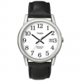 Timex T2H2819J Men's Easy Reader Silvertone Case Black Leather Strap Watch