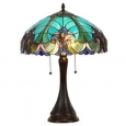 Blue Stained Glass Tiffany-style Victorian 2-light Table Lamp
