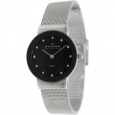 Skagen Women's Classic 358SSSBD Silver Stainless-Steel Quartz Watch with Black Dial