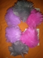 Cat & Jack Set Of 6 Faux Fur Pom Pony Elastic Hair Ties Purple, Gray, Pink