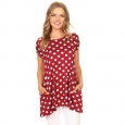 Women's Red Polka Dotted Pattern Short Sleeve Top