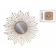 Wall Mirror with Sunburst and Circles Design Frame- Gold