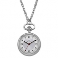 Womens Pendant Watch Silvertone with Silver Sunray Dial