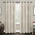 ATI Home Oakdale Textured Linen Motif Grommet Top Curtain Panel Pair