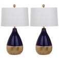 Safavieh Lighting Kingship 24-Inch Navy And Gold Table Lamp (Set of 2)