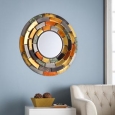 Harper Blvd Baxter Decorative Round Mirror with Multicolored Tiered Edges