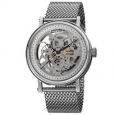 Akribos XXIV Men's Mesh Stainless Steel Automatic Silver-Tone Bracelet Watch - Silver