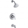 Kohler K-TS10274-4 Single Handle RiteTemp Tub and Shower Trim with Rain Shower Head from the Forte Collection