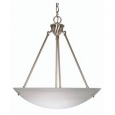 3 Light 23 inch Pendant Brushed Nickel Finish with Alabaster Bowl                          Glass