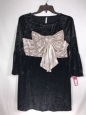 Xhilaration Womens Large Black Velvet/silver Bow Formal/holiday/classy Dress