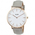 Cluse LA BOHÈME Women's CL18015 Grey Leather Strap White Dial Rose Gold Watch