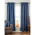 Blue Rod Pocket Matka Raw Silk Curtain / Drape / Panel - Piece