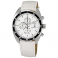 Emporio Armani Men's AR5915 'Sportivo' Chronograph White Leather Watch - Silver
