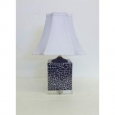 Snow Leopard Print Porcelain Box Table Lamp on Crystal Base