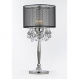 Silver Mist 3 Light Chrome Crystal Table Lamp with Black Shade Contemporary Modern Living Room,For Bedroom