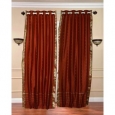 Rust Ring Top Sheer Sari Curtain / Drape / Panel - Piece