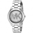 Michael Kors Women's MK3548 'Mini Slim Runway' MK Logo Crystal Stainless Steel Watch